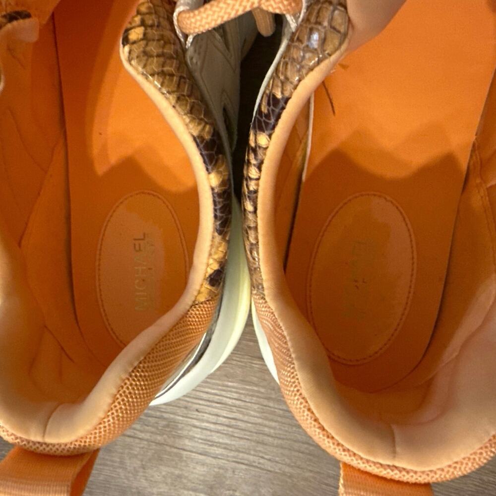 Michael Kors Olympia Canvas Snake Embossed Leather Trainer Sneaker Size 8.5 Shoe - Picture 5 of 12